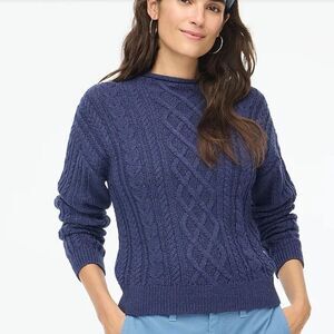 J. Crew Factory CF738 Navy Blue Mockneck cable-knit sweater size s NWT